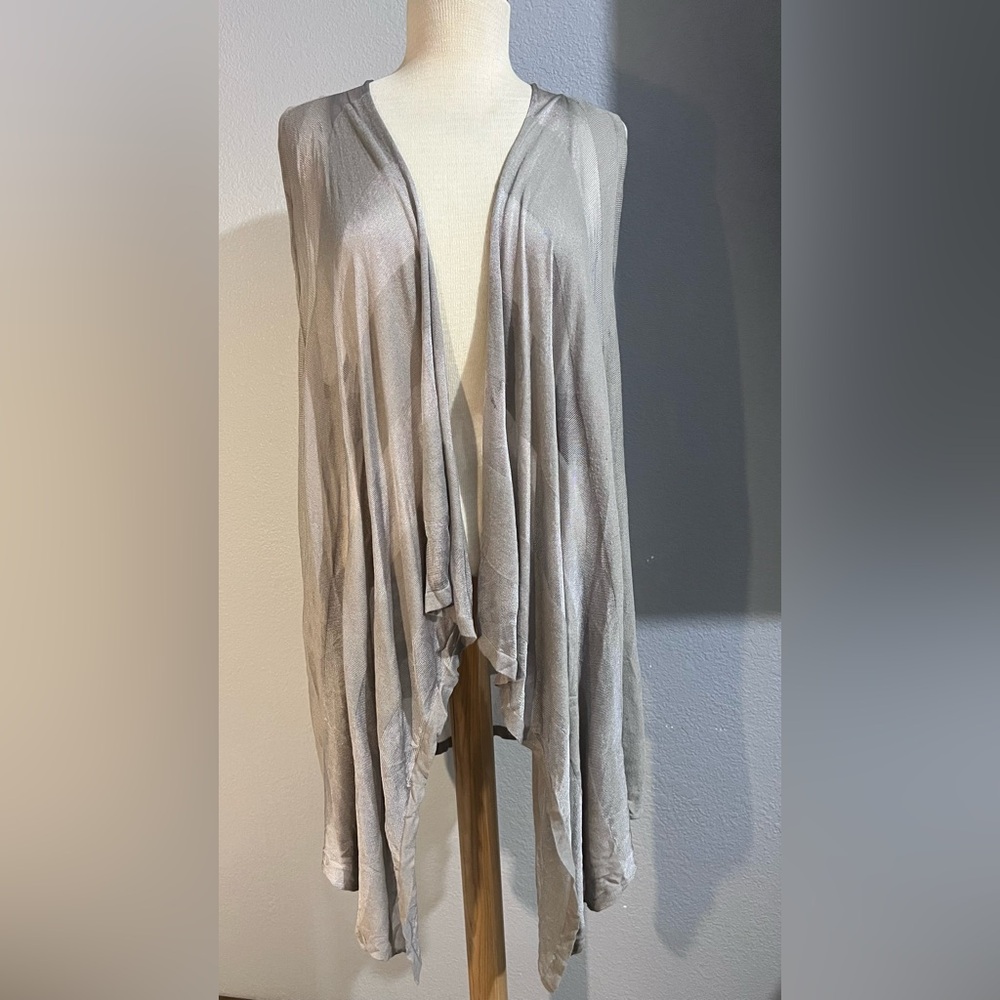 Jennifer Lopez Light Gray Draped Open Front Sweater Cardigan